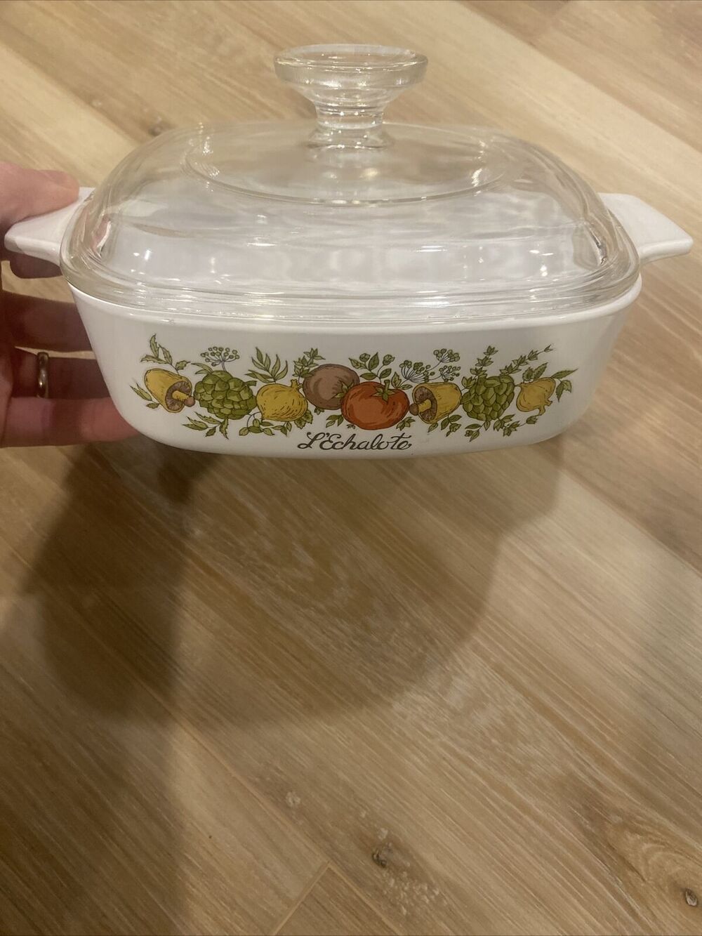 Corning Ware L’Echalote A-1-B 1 Liter Casserole Dish 7” With Pyrex Lid & Handles